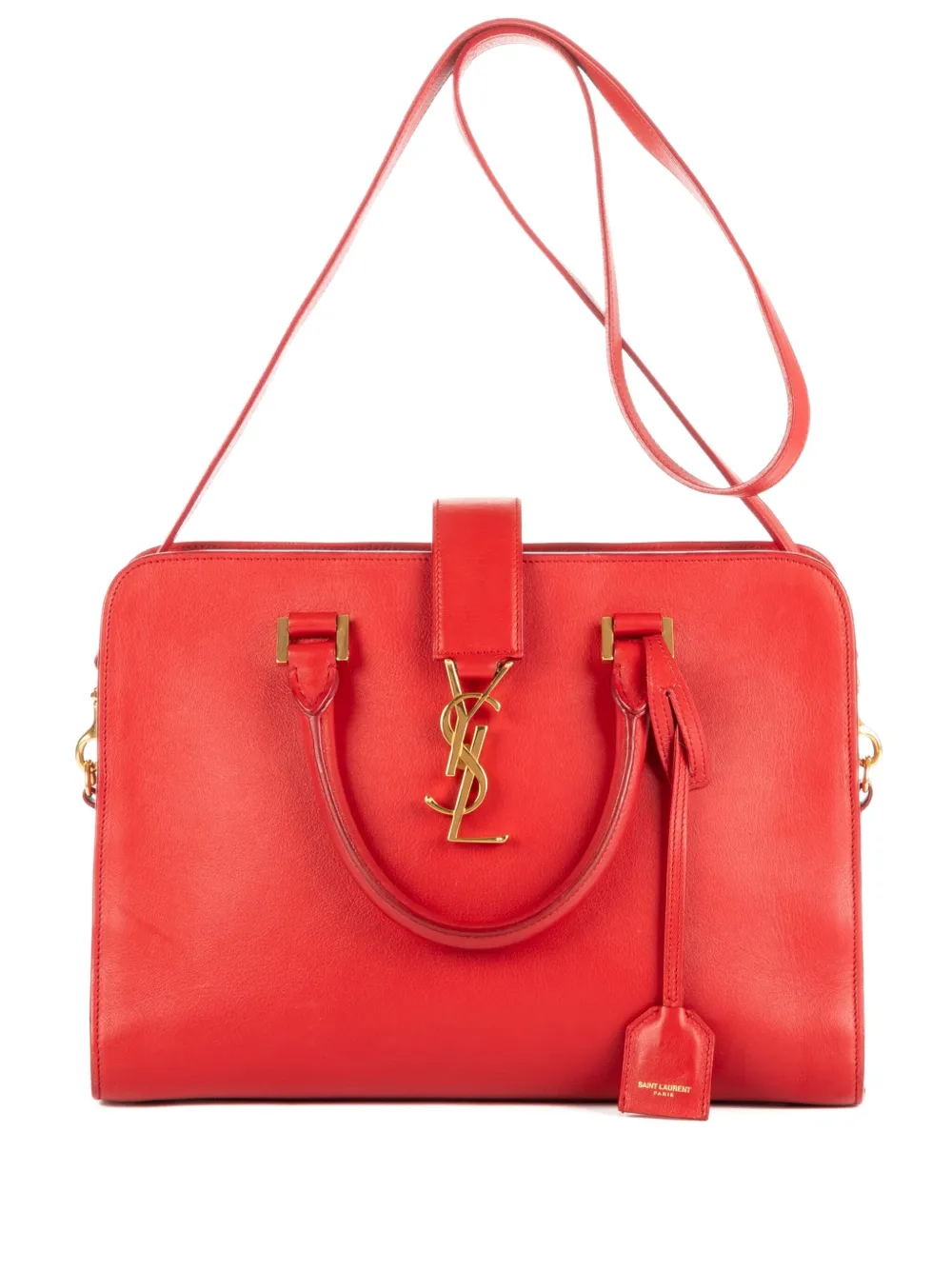 Saint Laurent Pre-Owned Borsa tote con manico e placca logo anni 2010 - Rosso