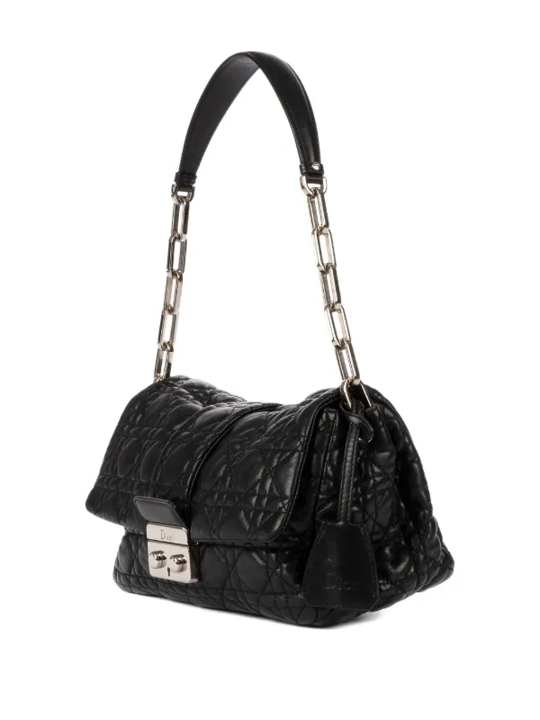 バッグ Christian Dior LOGO LEATHER SHOULDER BAG Christian Dior Pre-Owned New Lock Cannage Shoulder Bag | Black