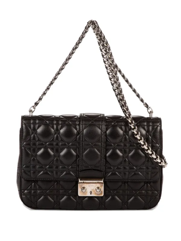 Dior Pre-owned Quilted Chain-strap Crossbody Bag in Black