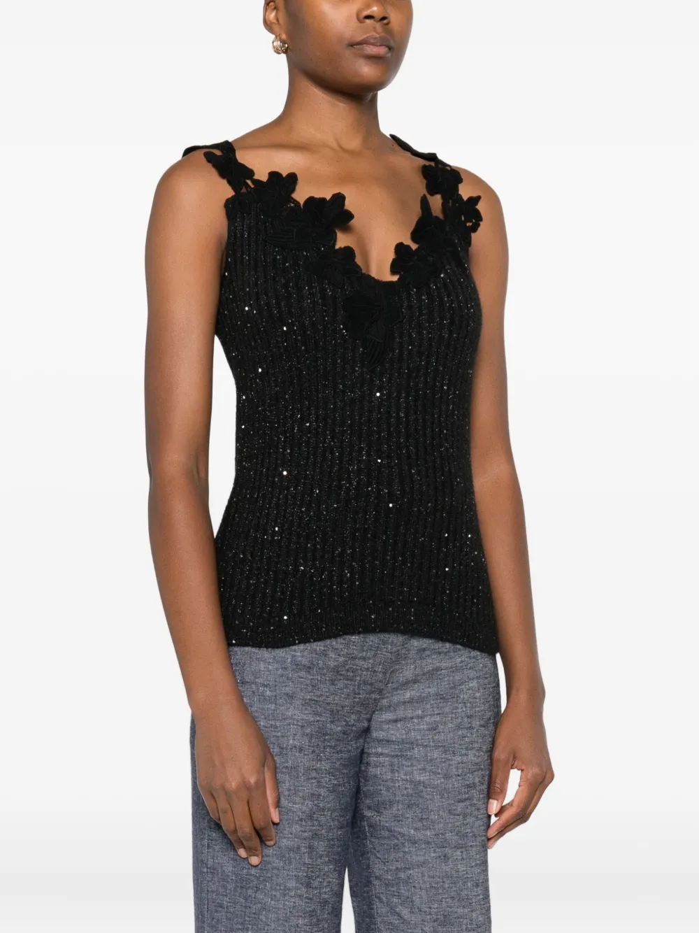 Giambattista Valli Top met bloemenpatroon Zwart