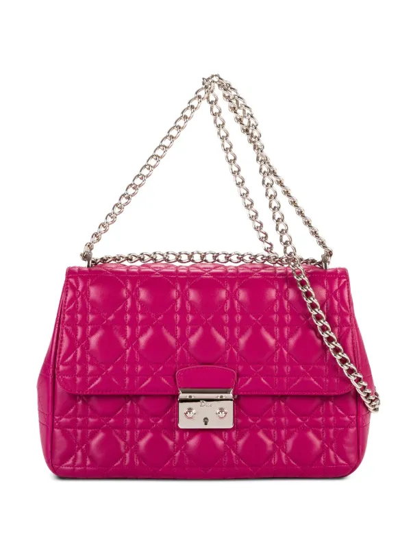 Dior Pre-owned Quilted Chain Shoulder Bag in Pink