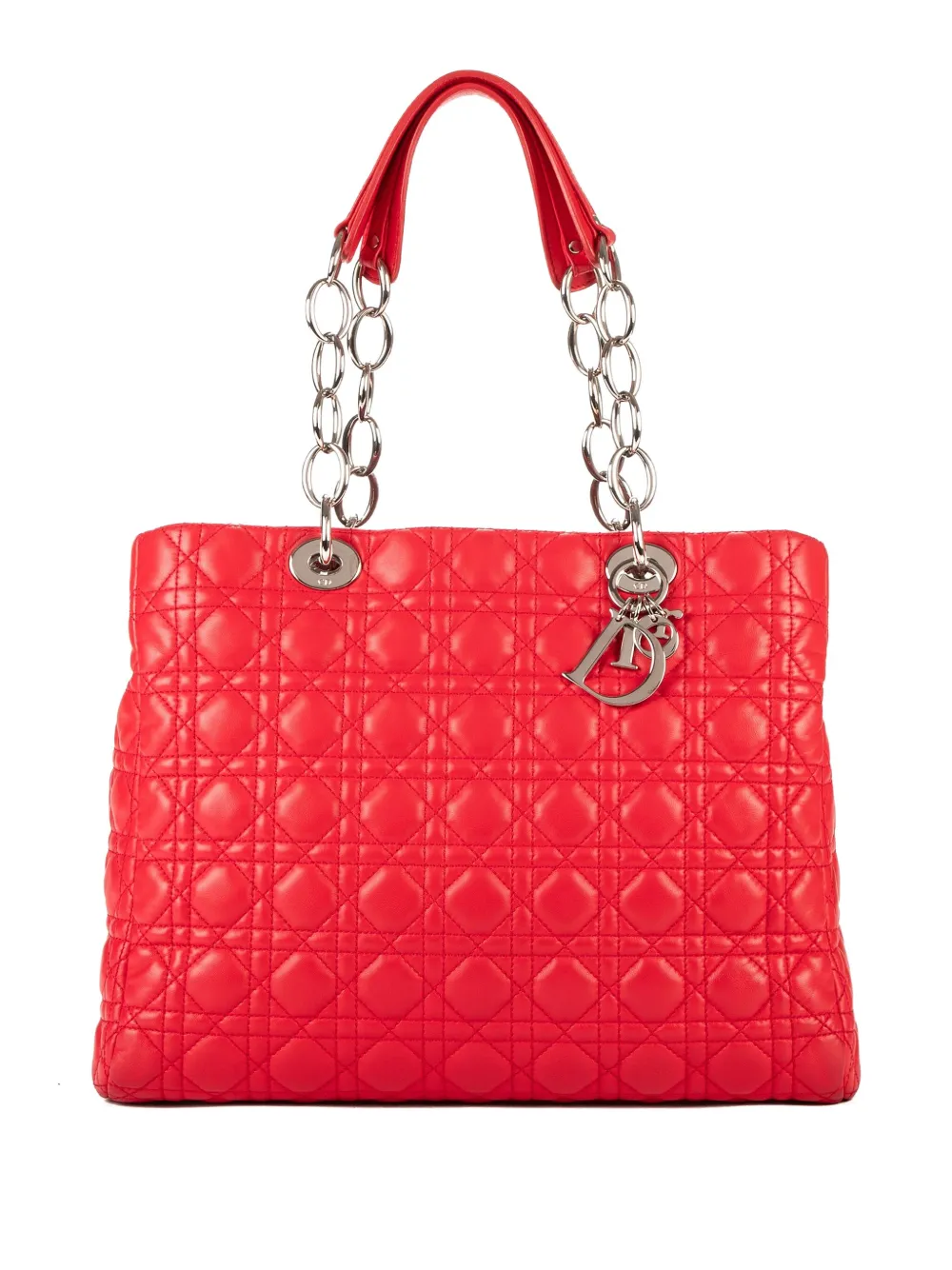Christian Dior Pre-Owned Borsa a spalla trapuntata con motivo Cannage e catena - Rosso
