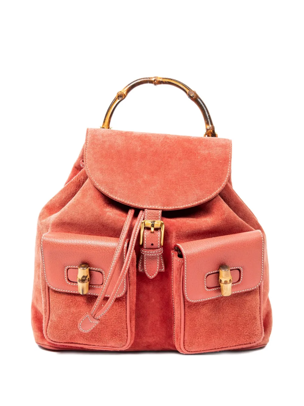 Gucci Pre-Owned Zaino con manico in bambù - Arancione