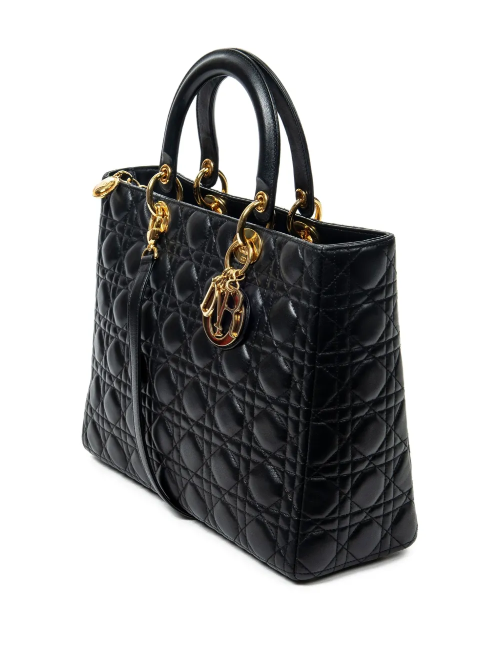 Dior カナージュ レディディオール キルティング ハンドバッグ ブラック Christian Dior Pre-Owned レディ ディオール キルティング ショルダー