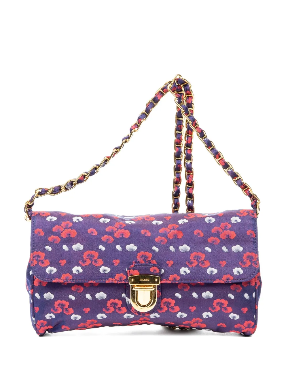 Prada Pre-Owned Borsa a spalla a fiori con catena - Viola