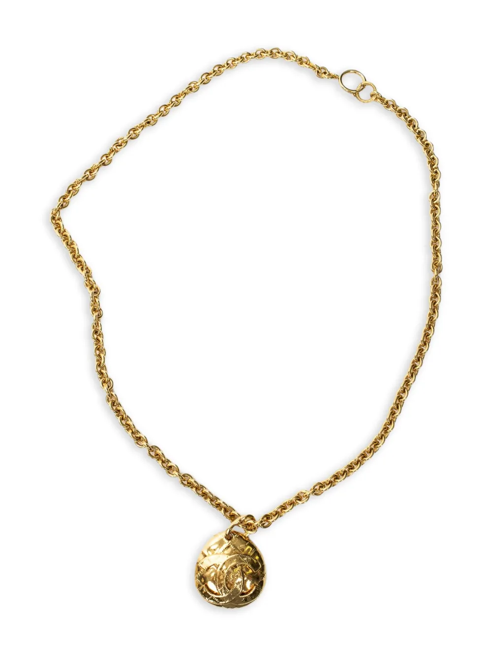 CHANEL Pre-Owned Interlocking CC-logo pendant necklace - Gold