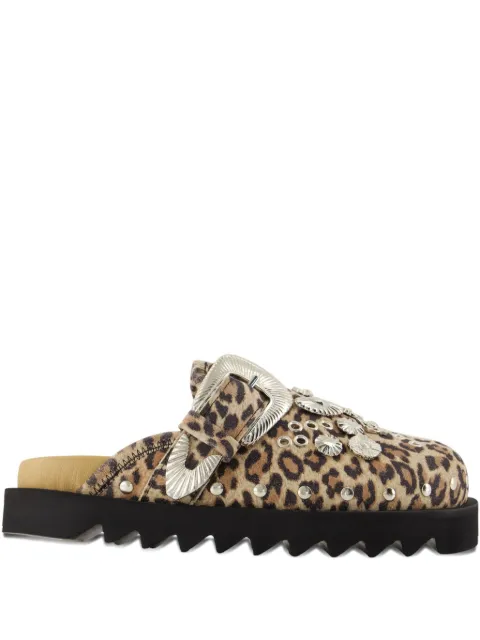 Toga Pulla buckle-embellished leopard-print flat mules