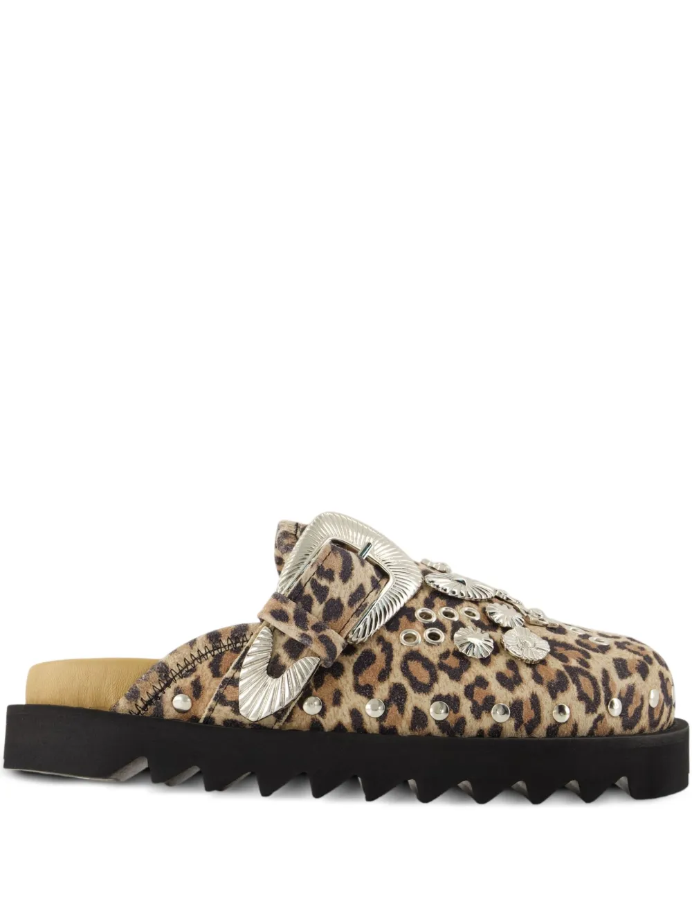 Toga Pulla buckle-embellished leopard-print flat mules Brown