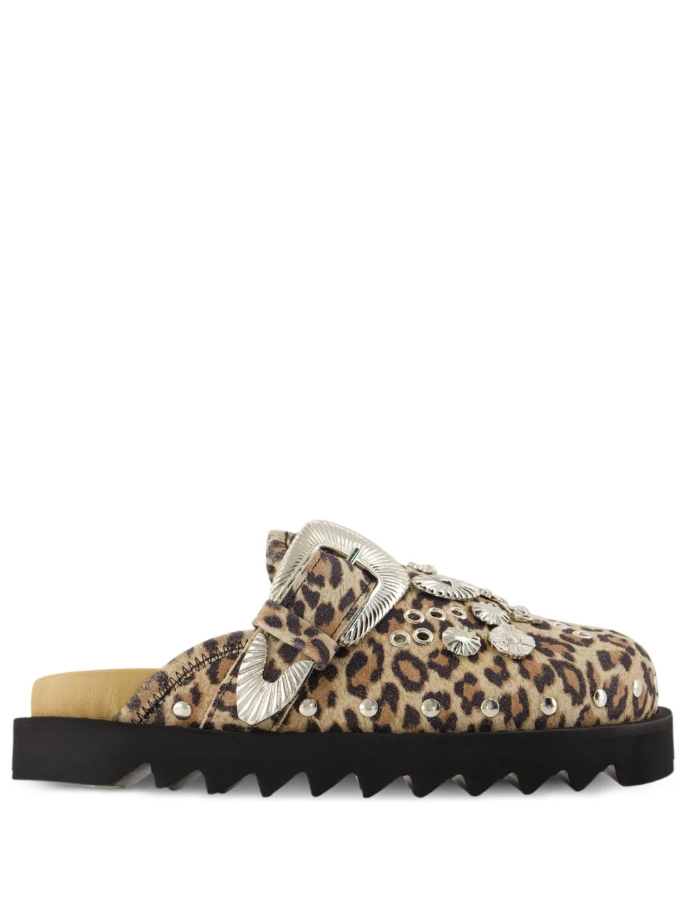 Toga Pulla buckle-embellished leopard-print flat mules Brown
