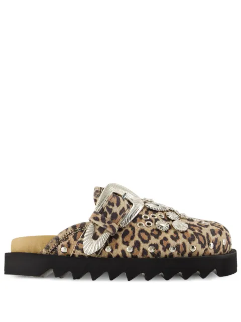 Toga Pulla buckle-embellished leopard-print flat mules