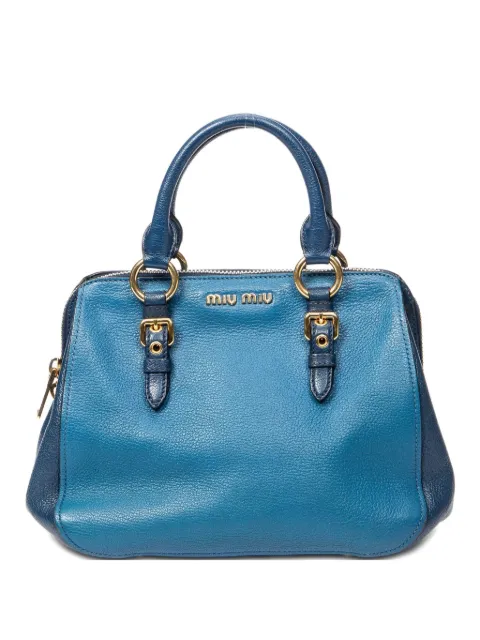 Miu Miu Pre-Owned logo-plaque leather tote bag