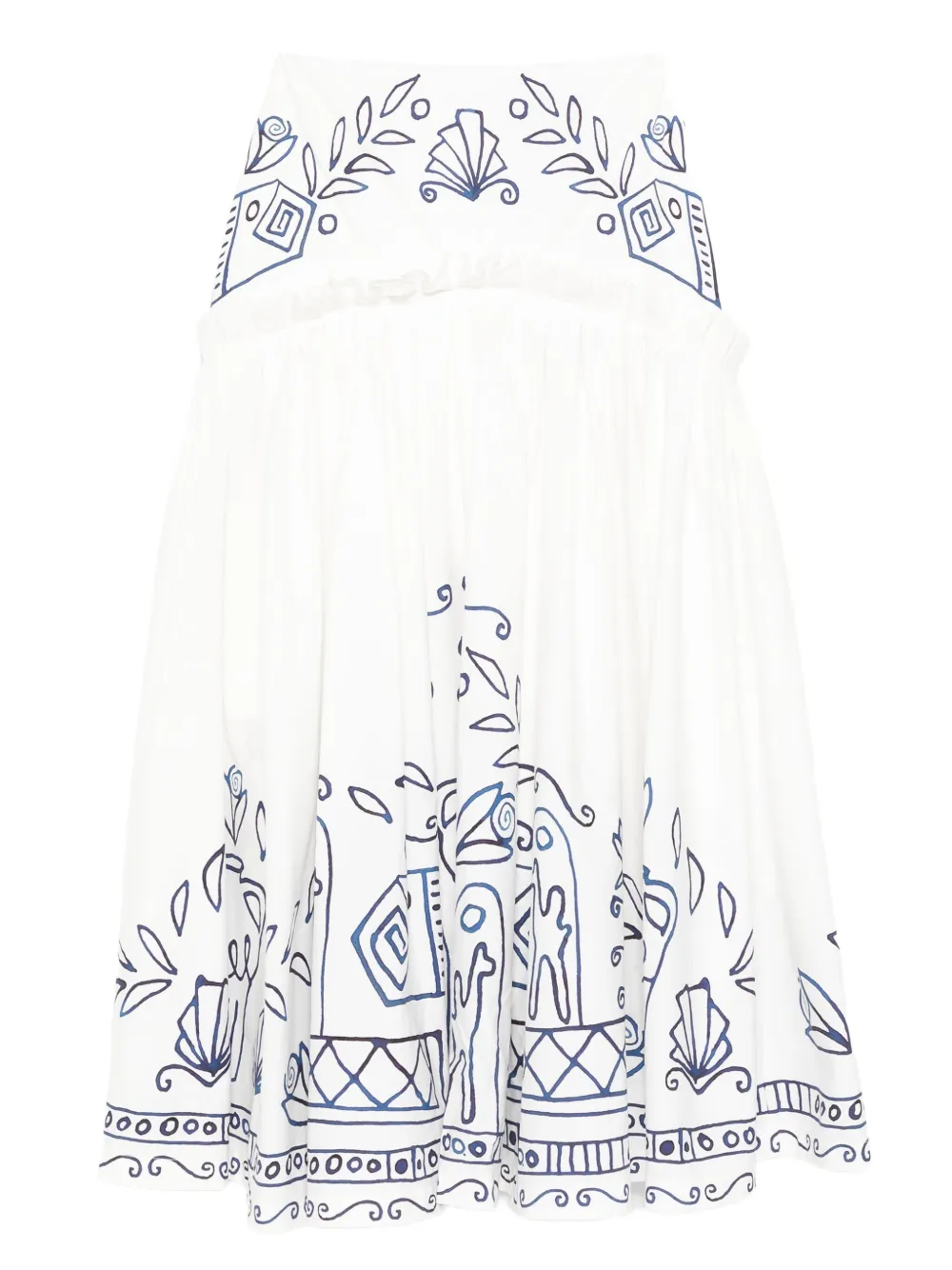 Alemais X Lrnce Leela Pleated Printed Maxi Skirt In White