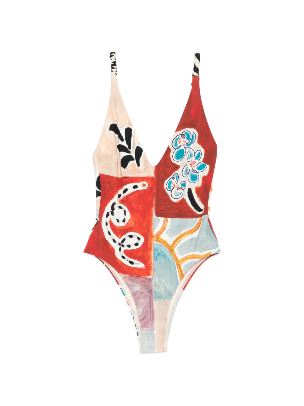 ALEMAIS V-neck printed swimsuit - Rosso