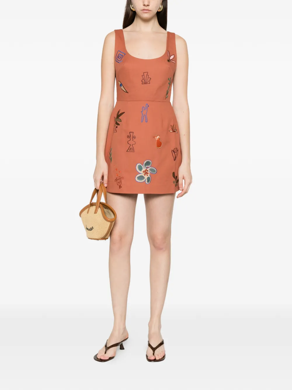 ALEMAIS x LRNLE Dusty embroidered mini dress - Oranje