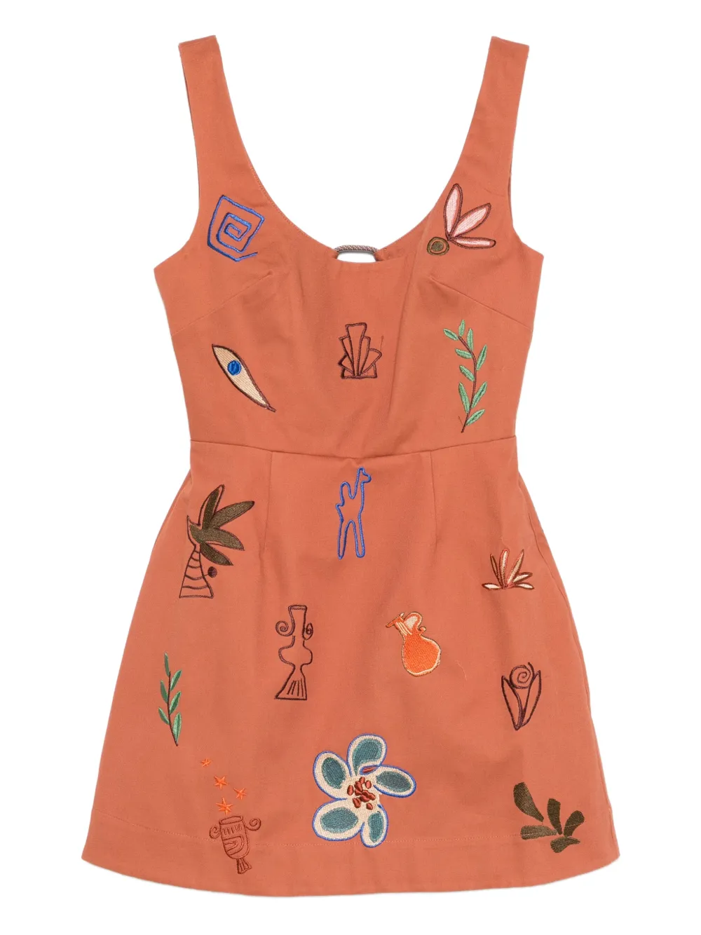 ALEMAIS x LRNLE Dusty embroidered mini dress - Orange