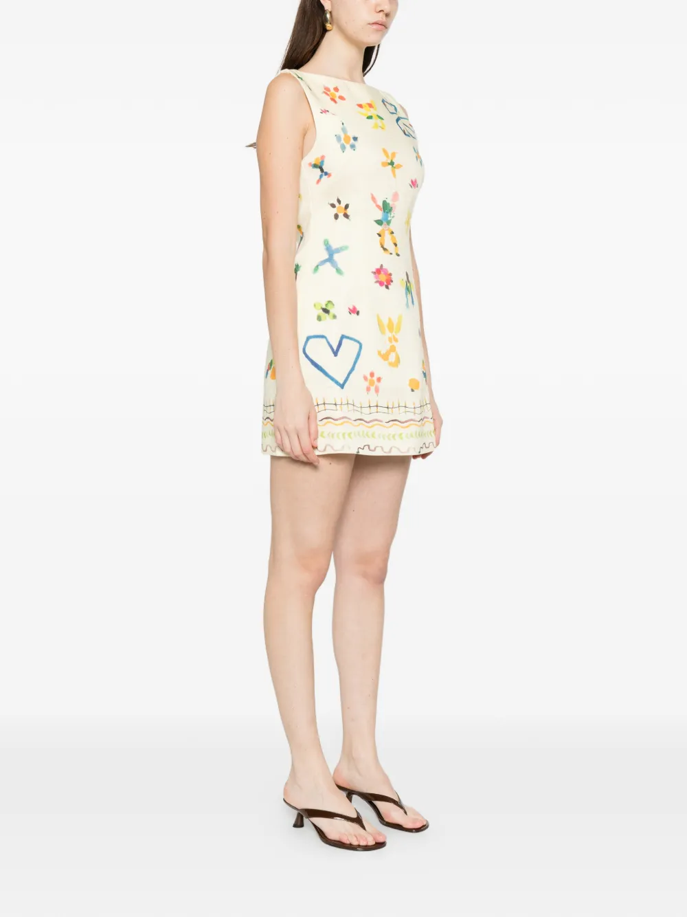 ALEMAIS Sidi mini-jurk met bloemenprint Beige
