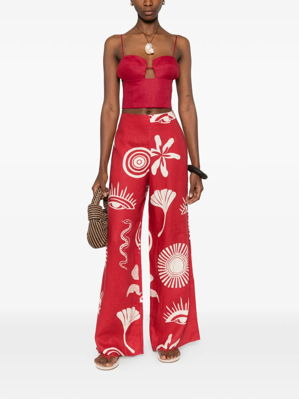 Cala de la Cruz Toya high-waist graphic trousers - Rood
