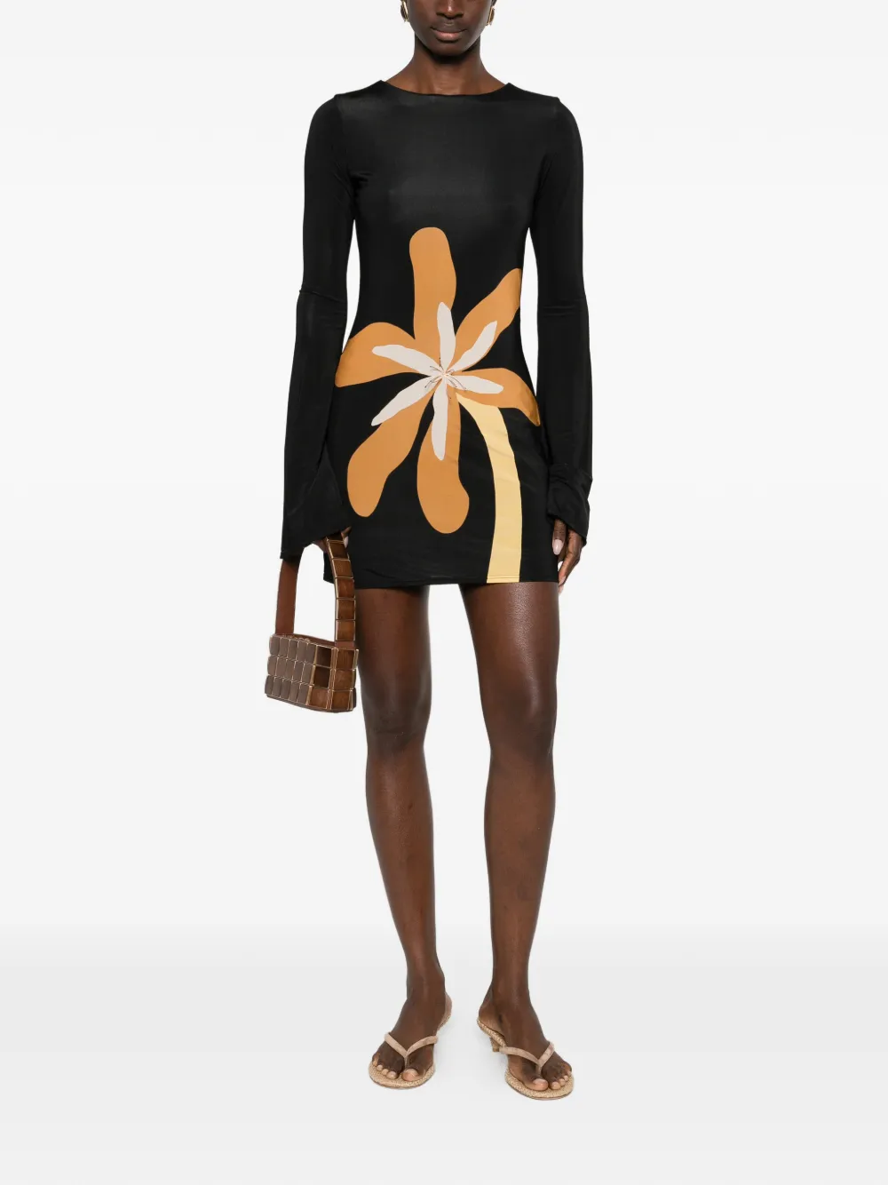 Cala de la Cruz Maisha long-sleeve mini dress - Zwart