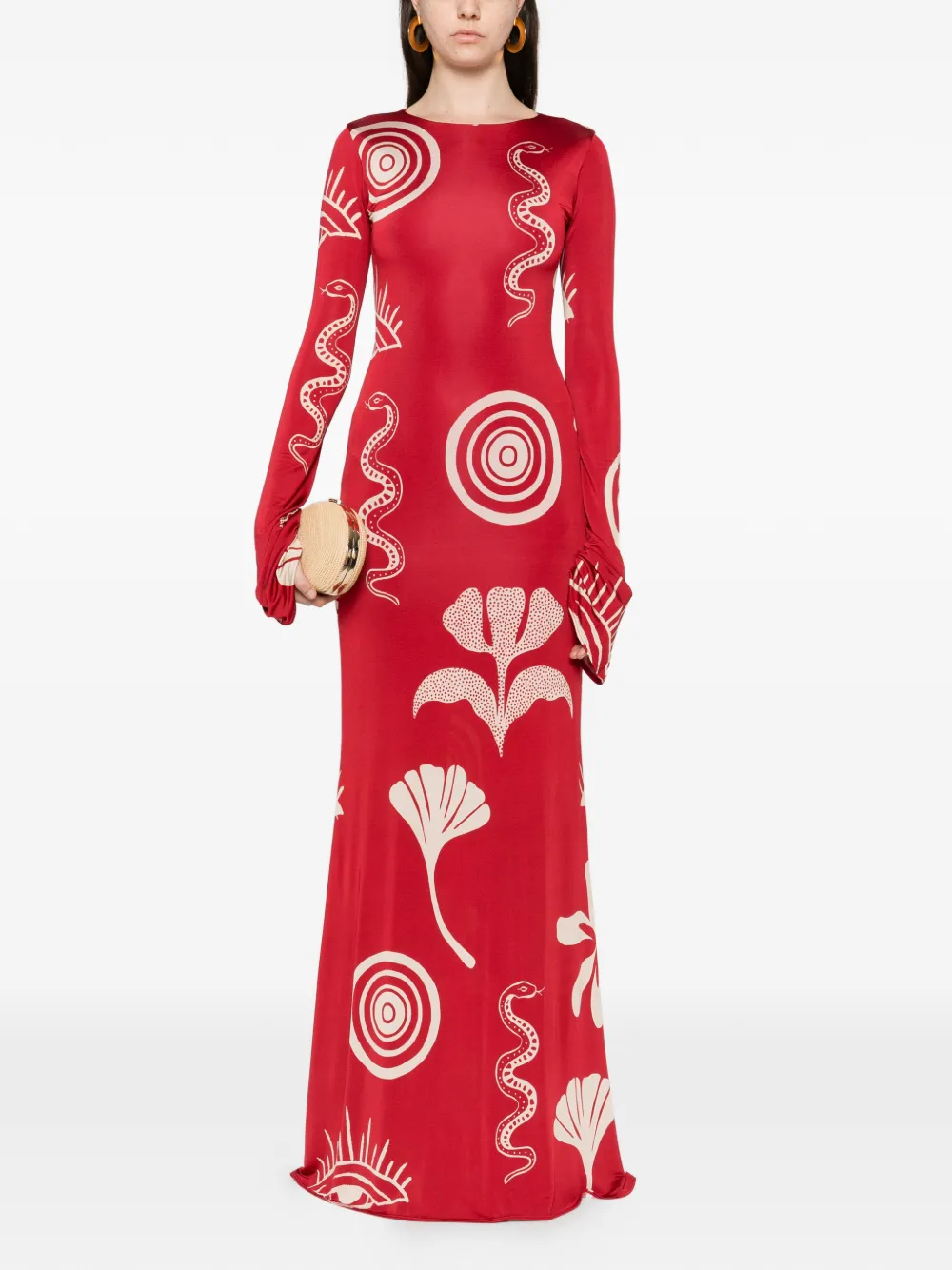 Cala de la Cruz Amay snake graphic-print maxi dress - Rood