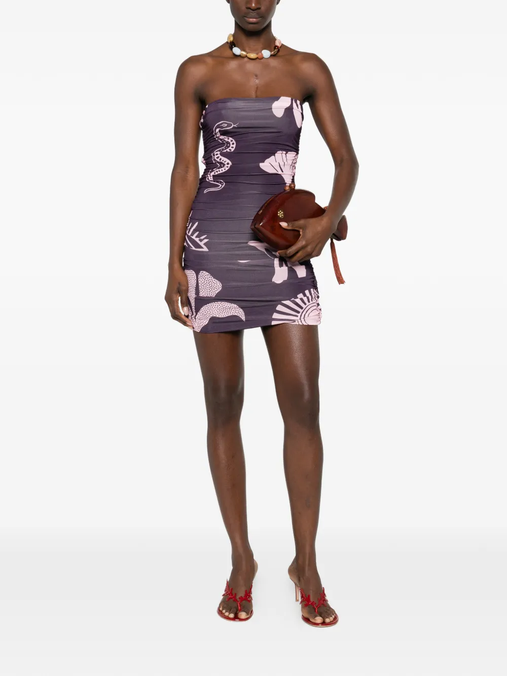 Cala de la Cruz floral snake print dress - Paars