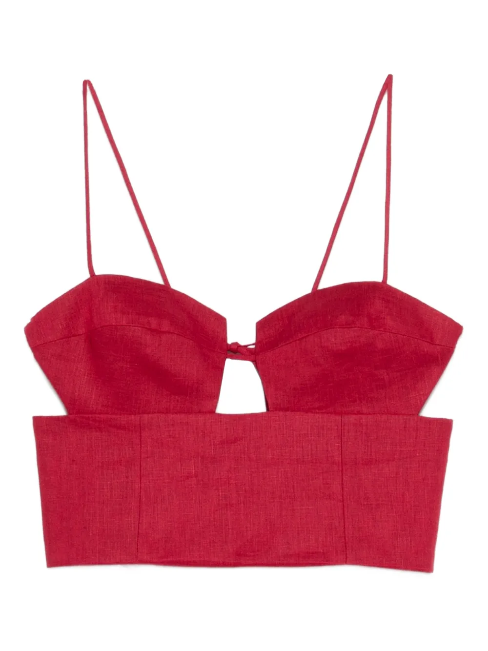 Cala de la Cruz Imperia cropped linen top - Rosso