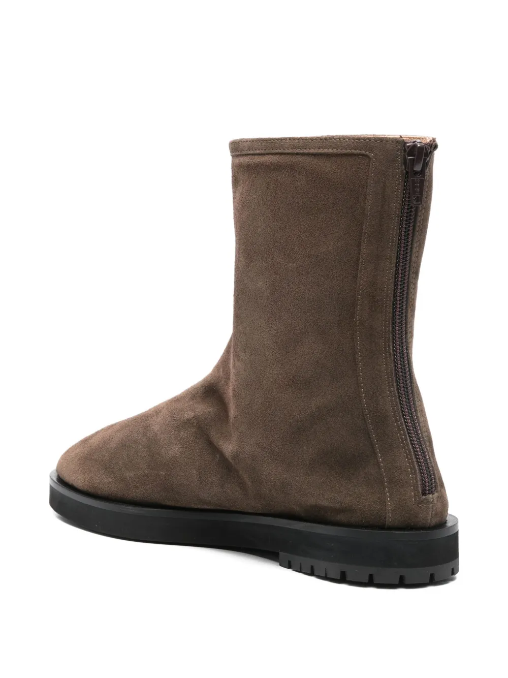 Dear Frances Suede Zip Boots In Brown