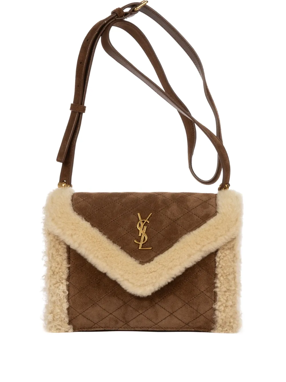 Saint Laurent Pre-Owned mini sac à bandoulière matelassé en daim | marron | Image 1