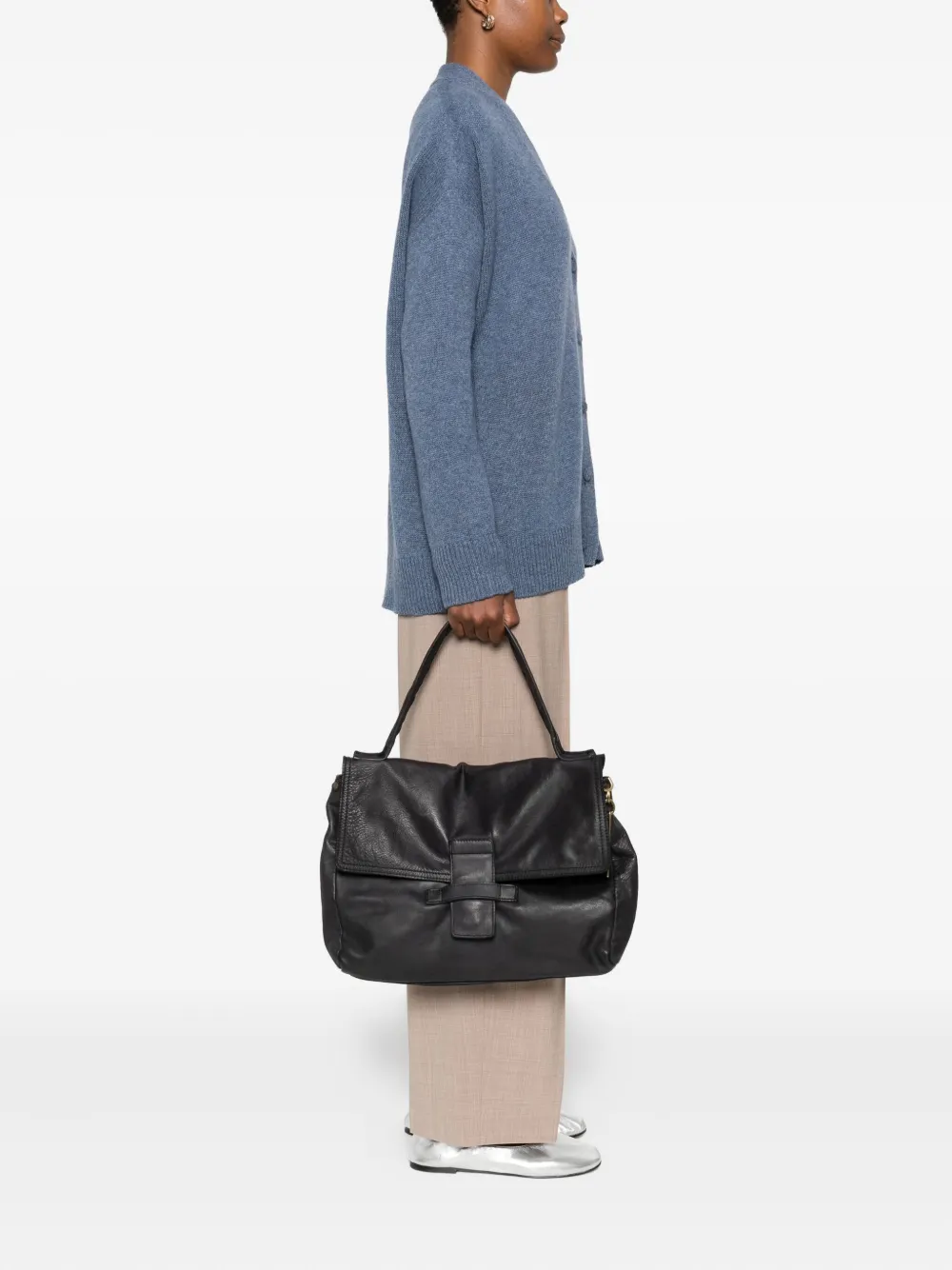 Caterina Lucchi large Maria leather shoulder bag - Zwart