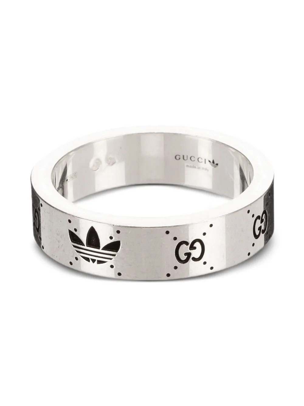 Gucci Pre-Owned x adidas Anello con logo inciso - Argento