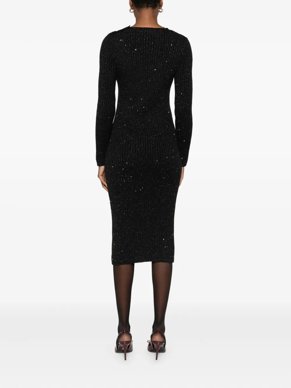 Giambattista Valli Ribgebreide verfraaide jurk Zwart