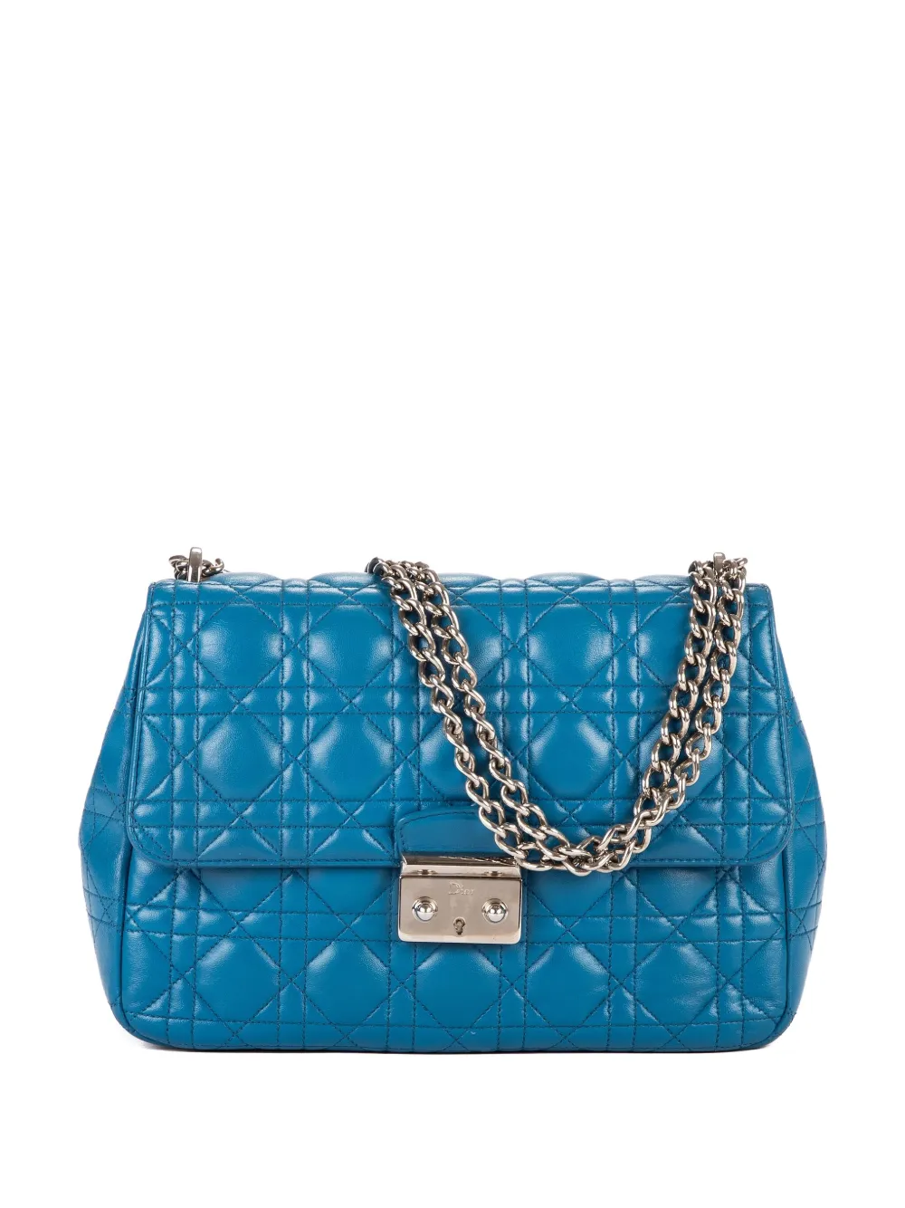 Pre-owned Dior Miss Cannage-leather Shoulder Bag In Blue