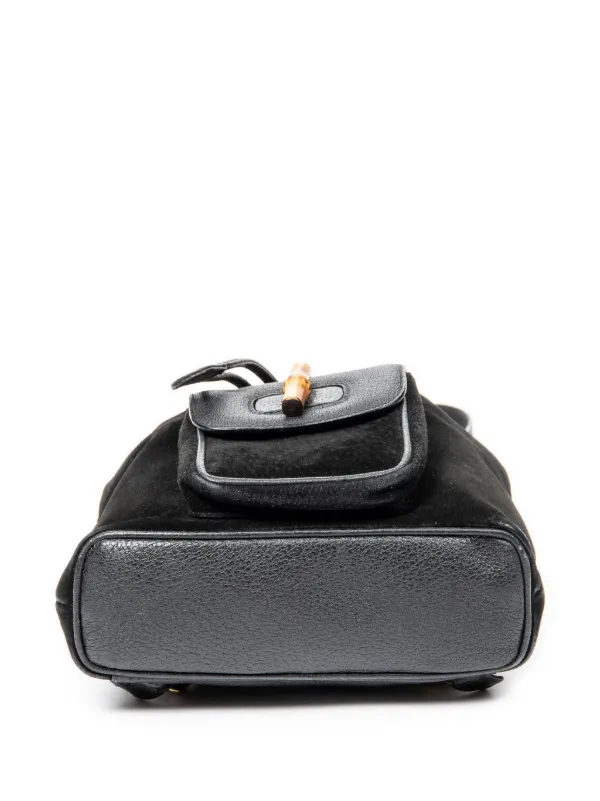 Gucci Pre-Owned Suede bamboo-handle Backpack | Black  display picture 1