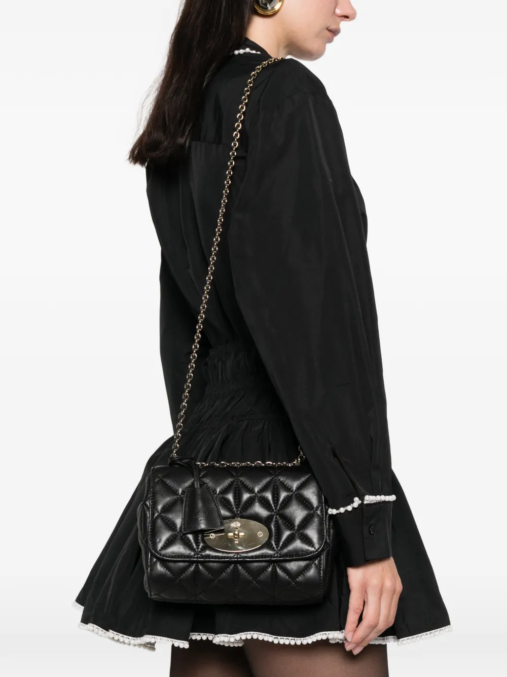 Mulberry Lily quilted shoulder bag - Zwart