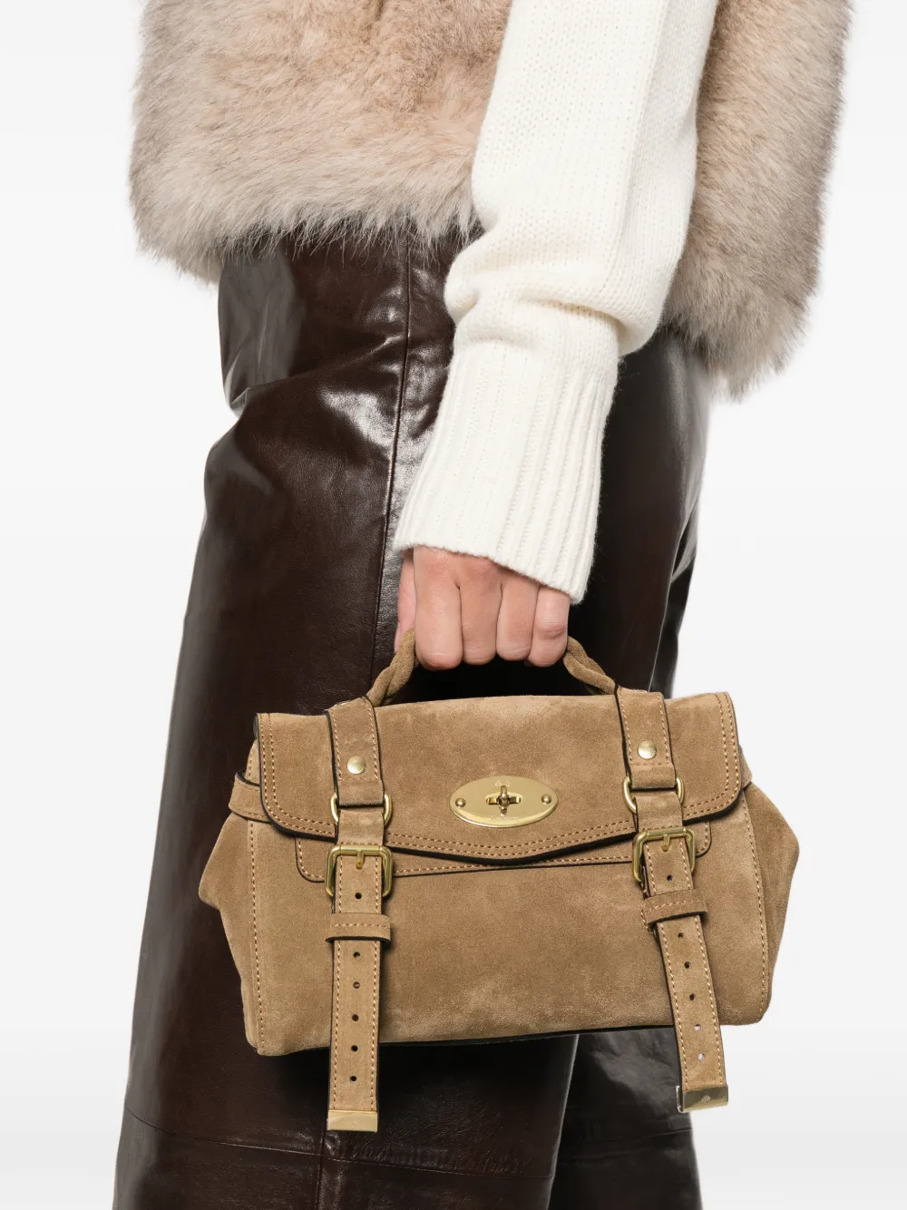 Mulberry Alexa mini-shopper met gevlochten handvat - Bruin