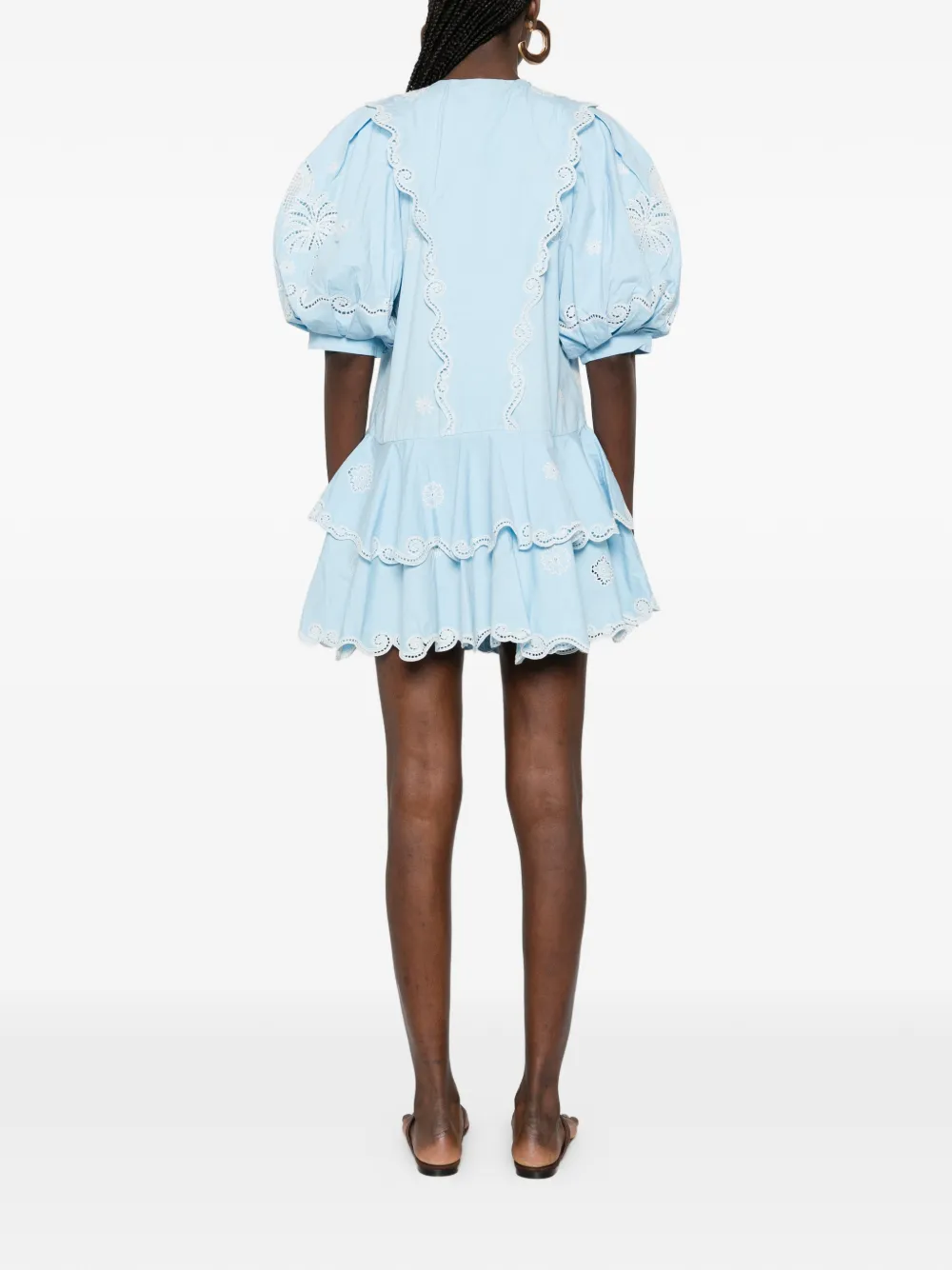 Maizy Embroidered Puff-Sleeves Mini Dress
