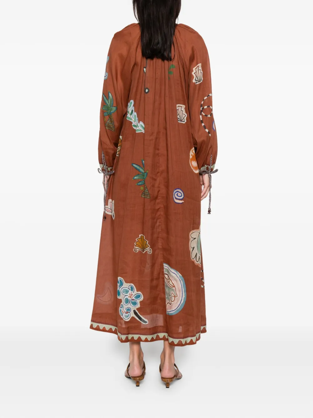 Alemais X Lrnce Laurence Tie-front Printed Shirt Dress In Brown