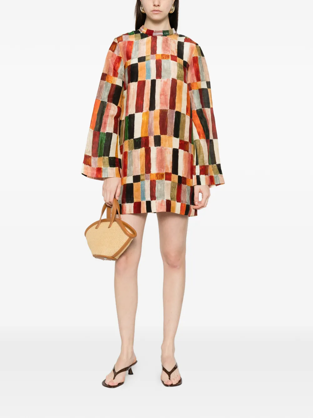 ALEMAIS x LRNCE Marjorelle multicoloured mini dress - Beige