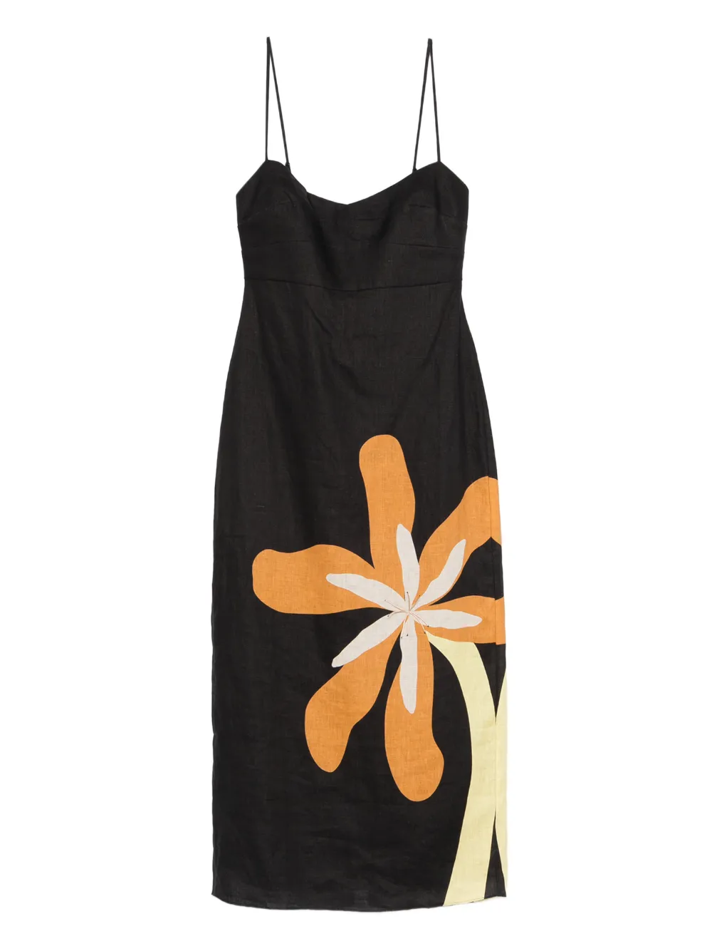 Cala de la Cruz flower strapped midi dress - Nero