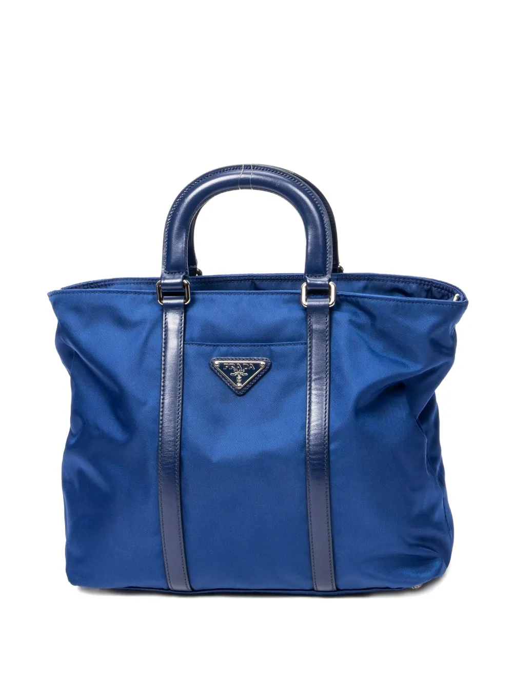 Prada Pre-Owned Borsa tote con placca logo - Blu