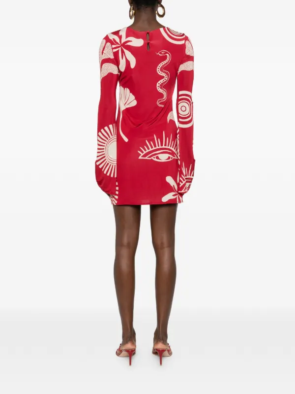 open lace back dress Rihoas Floral A-Line Slip Midi Dress, Red / S