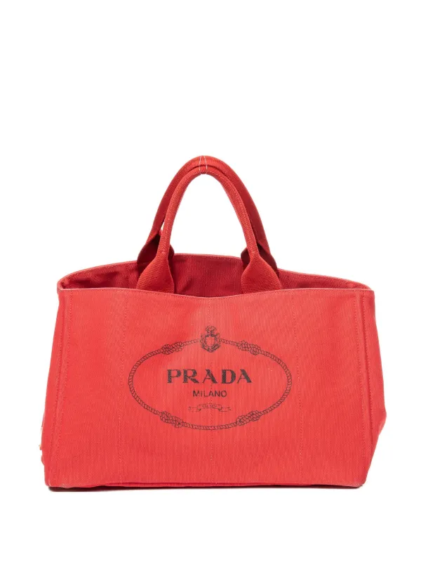 Prada Pre-owned Logo-print Tote Bag in Red