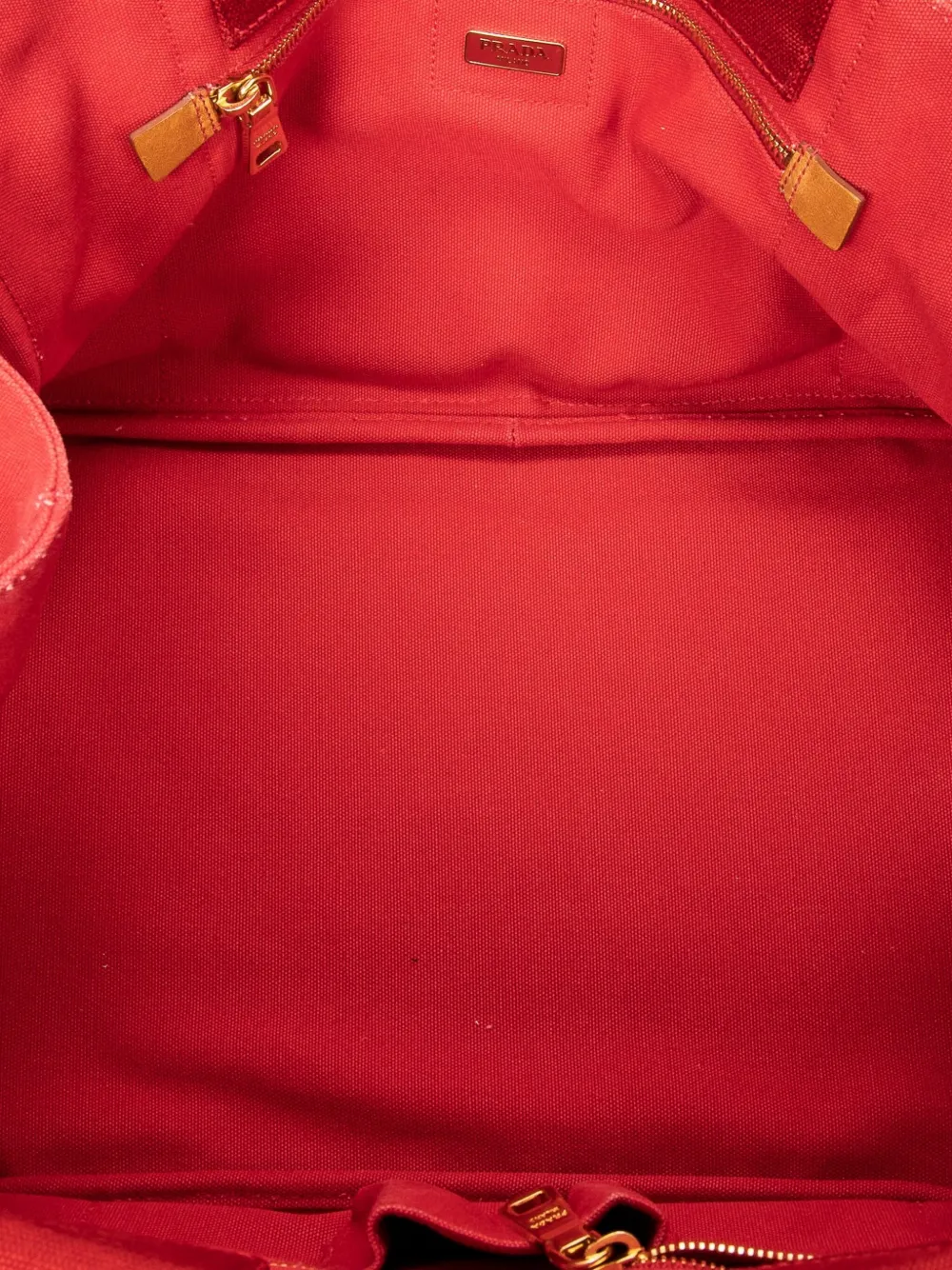 Prada Pre-owned Logo-print Tote Bag in Red, view 4