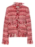 Essentiel Antwerp fringed-trim tweed jacket - Red