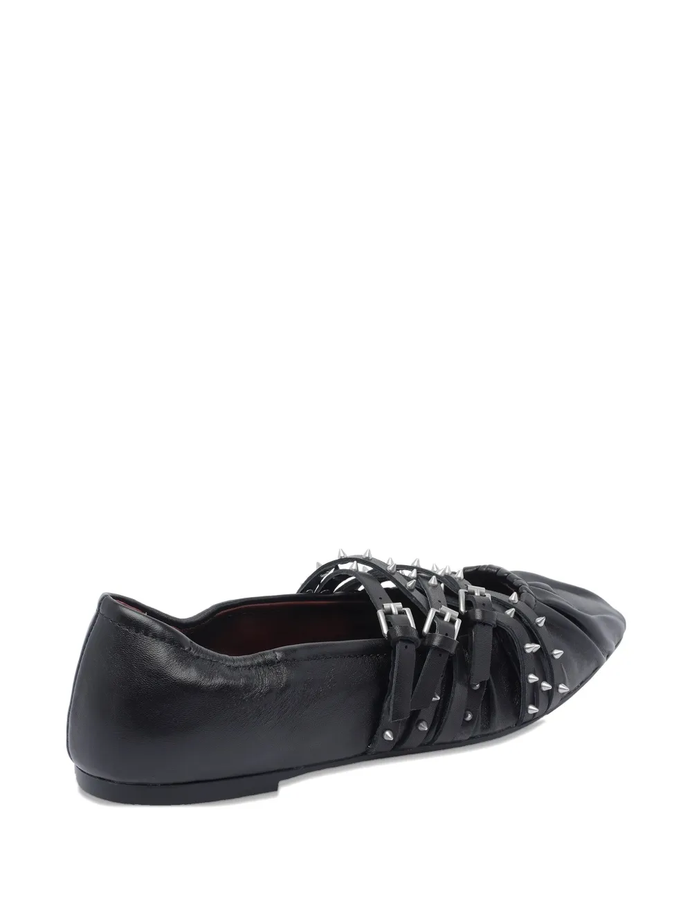 Ash Brendah Buckle-strap Studded Ballet Flats In Black