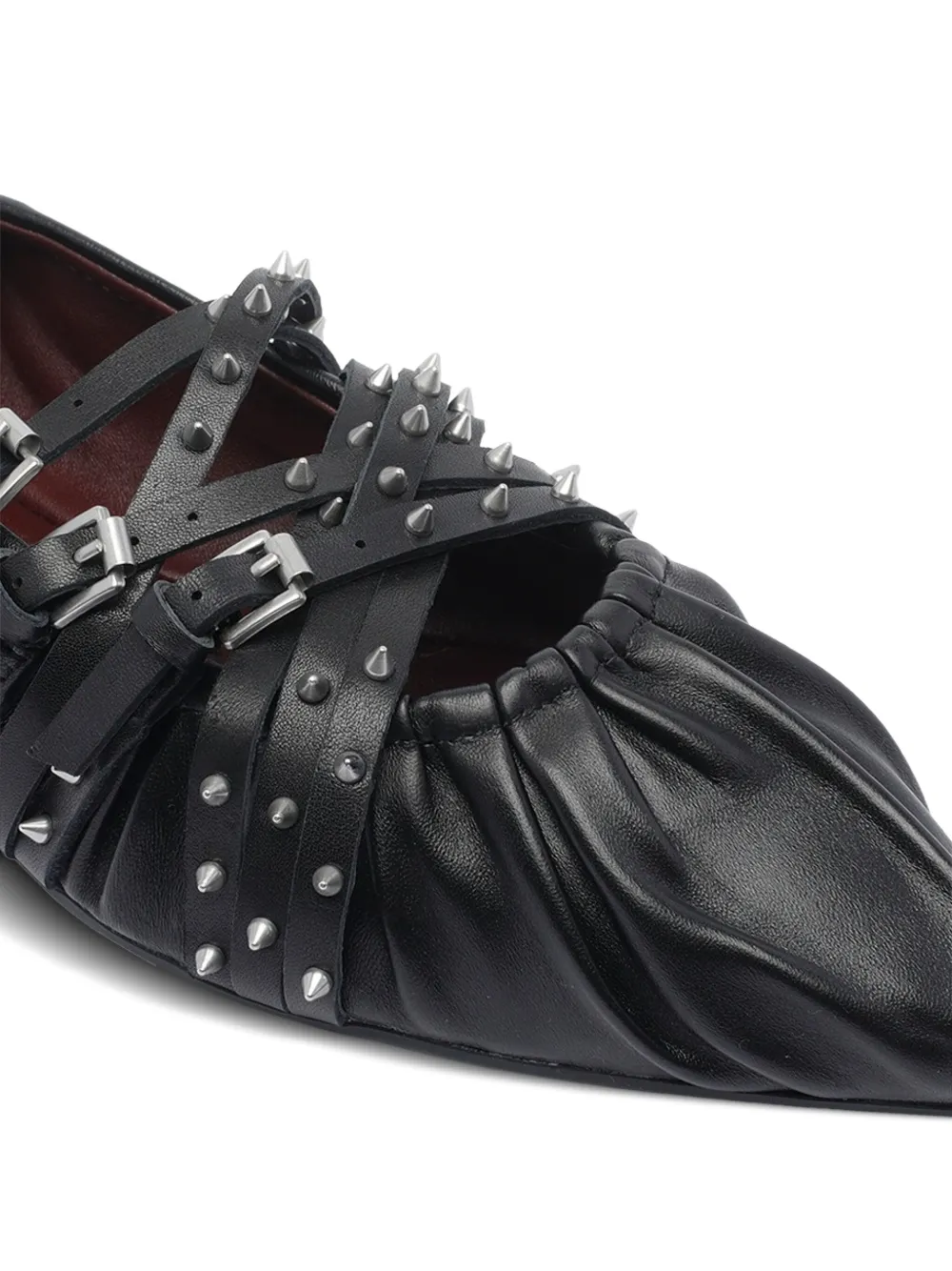 Ash Brendah ballerina's met gespbandje en studs Zwart