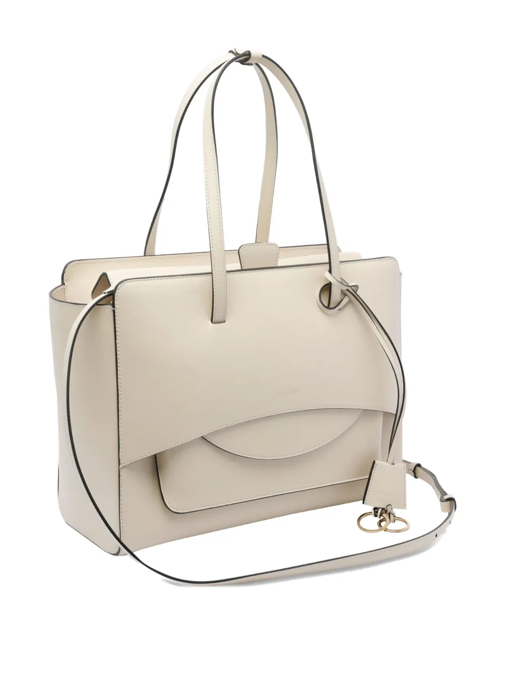 Hidesins Large Flap Leather Tote Bag In White