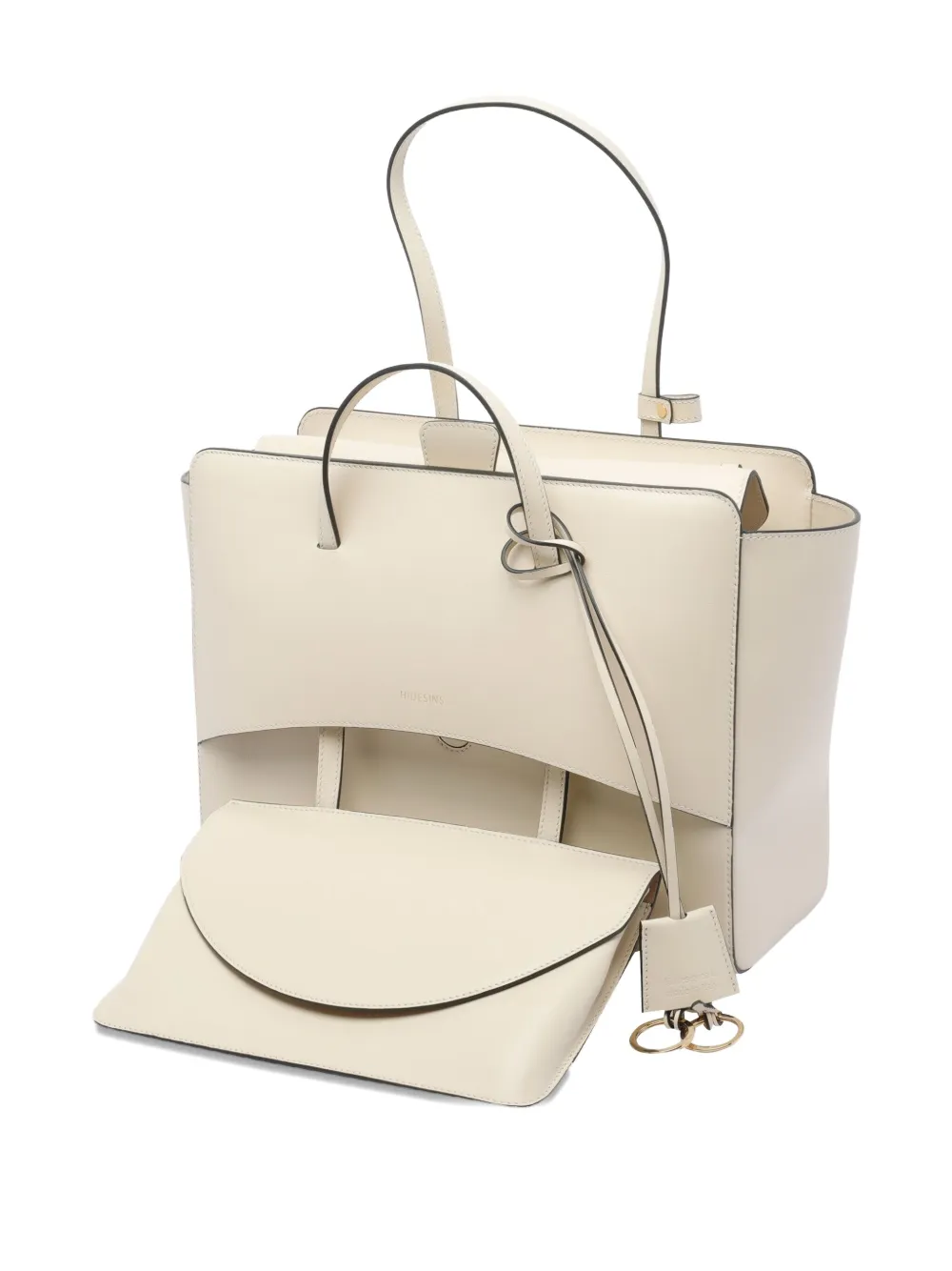 Hidesins Large Flap Leather Tote Bag In White