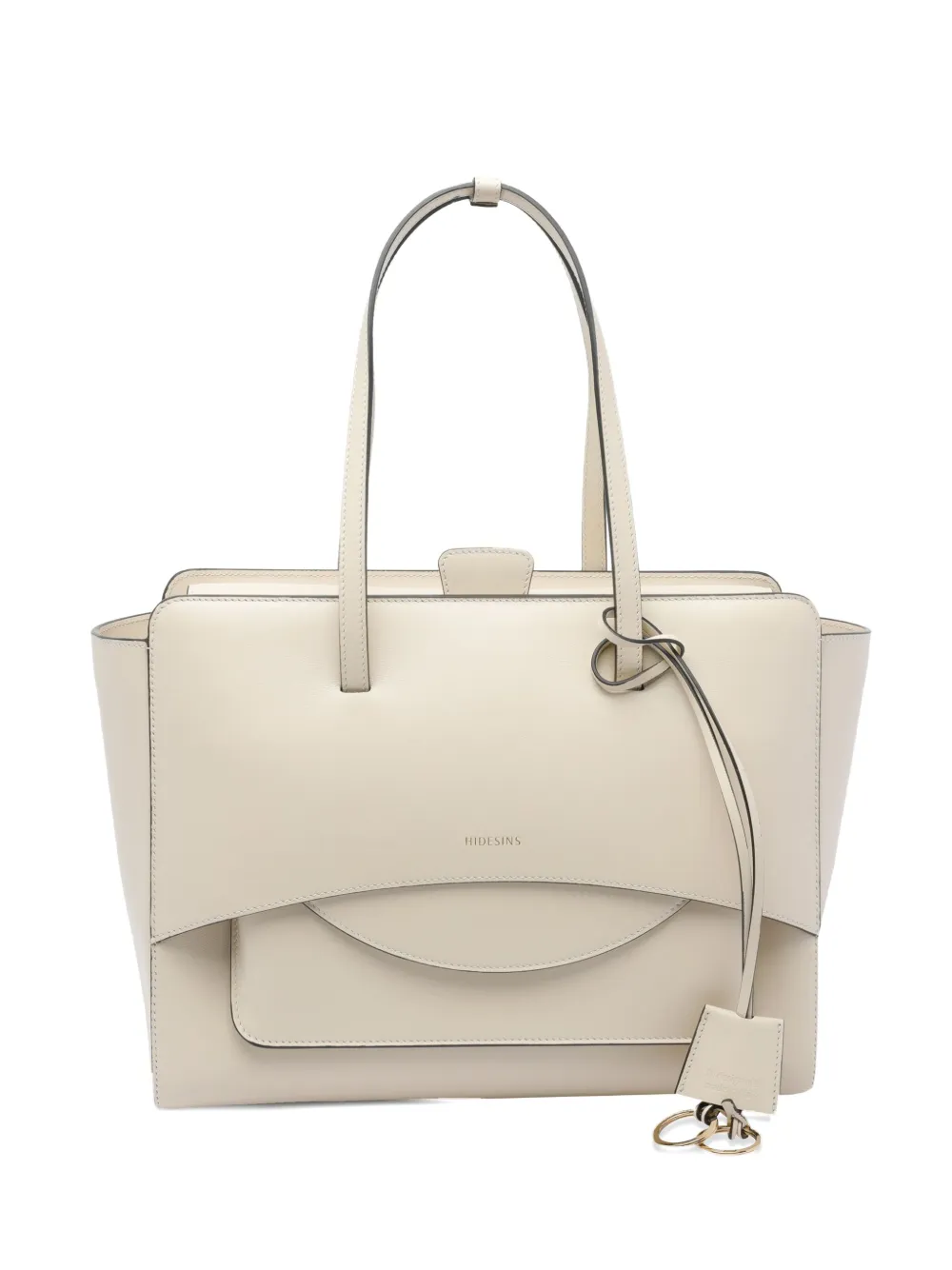 Hidesins Large Flap Leather Tote Bag In White