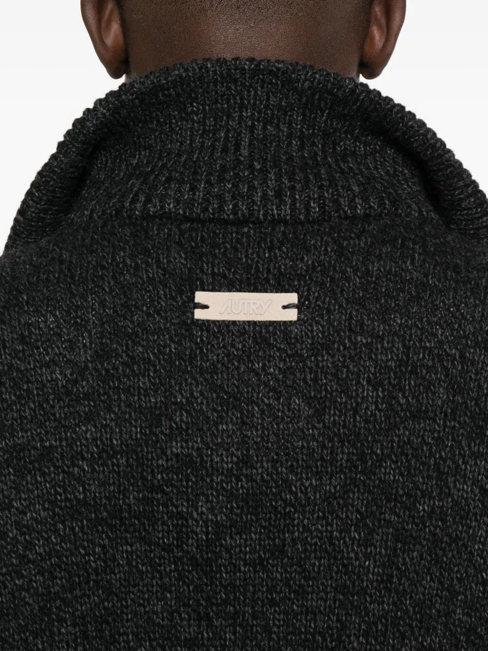 Autry High-neck Zip-up Polo Shirt In Black