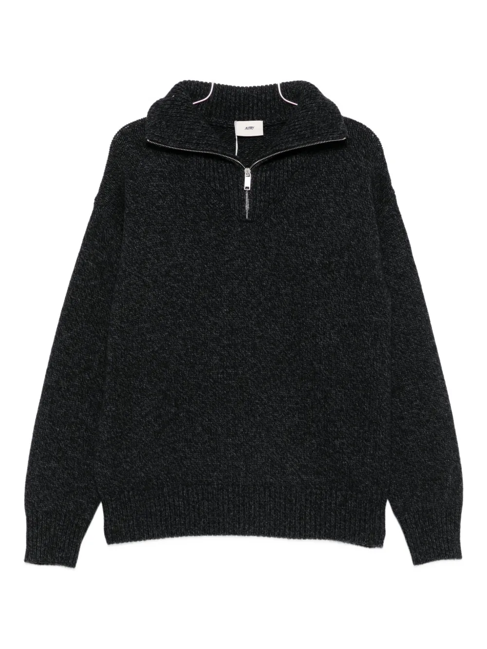 Autry High-neck Zip-up Polo Shirt In Black